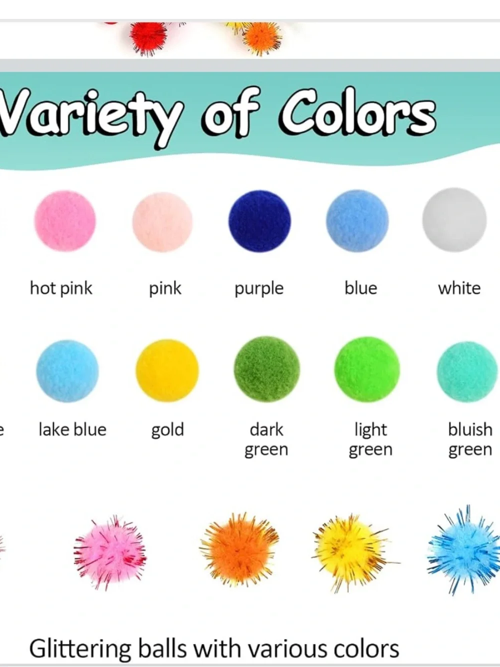 Colorful Pom Pom Craft Pack - Mixed Bright Pom Poms for Kids
